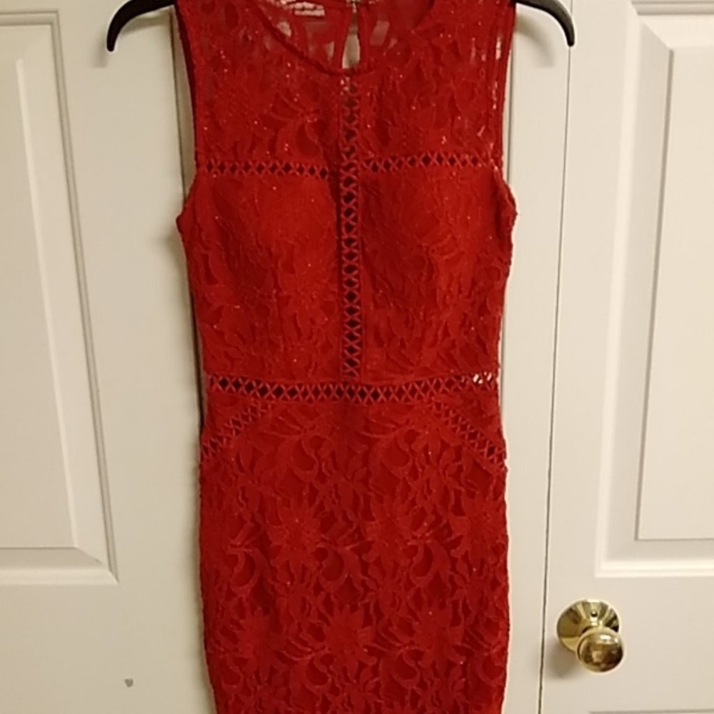 JODI KRISTOPHER red lace dress worn 1 time. New condition size 3